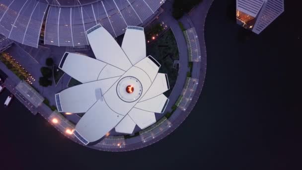 Bahía Marina y Jardín junto a la bahía vista aérea en Singapur — Vídeos de Stock