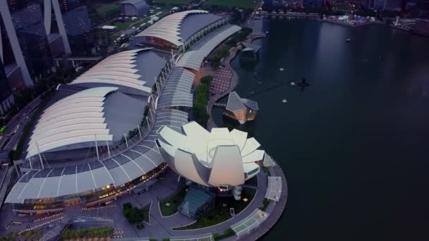 Baie Marina et Jardin près de la baie vue aérienne à Singapour — Video