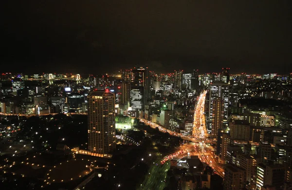 Výhled ulic z tokijské věže v noci, v Japonsku — Stock fotografie