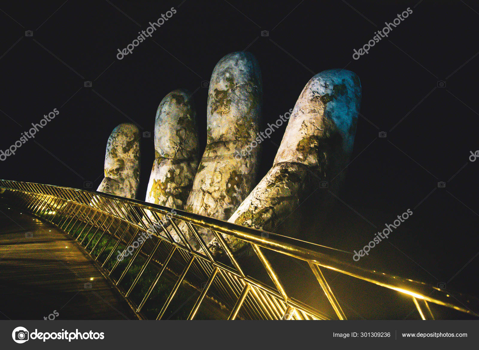 Golden Bridge In Bana Hills French Village Sun World Da Nang