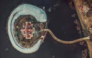 Bangkok Tayland yukarıdan Antik şehir Muang Boran