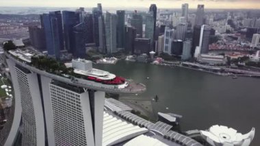 Singapur 'da Singapur iş bölgesi hava manzarası