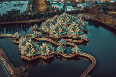 Bangkok Tayland Antik Şehir Muang Boran Tapınaklar