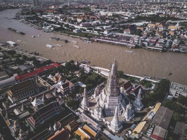 Yukarıdan Tapınaklar, Grand Palace, Wat Pho, Wat Arun, Bangkok Tayland