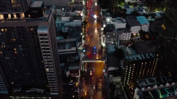 Siam en Rachathewi districten luchtfoto uitzicht, bar op het dak, in Bangkok, Thailand — Stockvideo