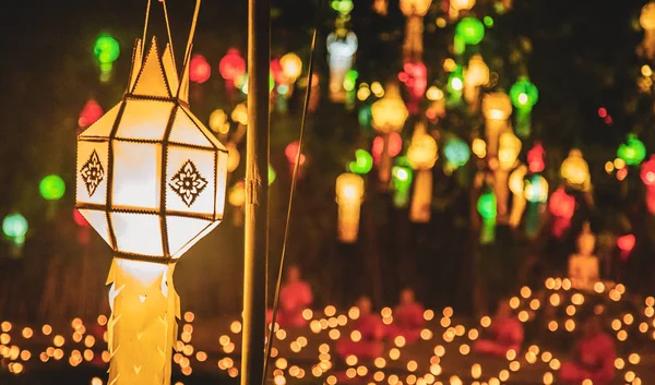 Festival das Lanternas, Yee Peng e Loy Khratong em Chiang Mai, Tailândia — Fotografia de Stock