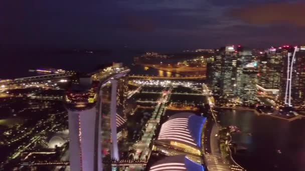 Marina zatoka i ogród nad zatoką widok z powietrza w Singapurze — Wideo stockowe