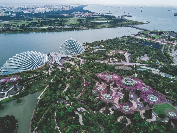 Vista della baia di Marina e del centro di Singapore dall'alto — Foto Stock