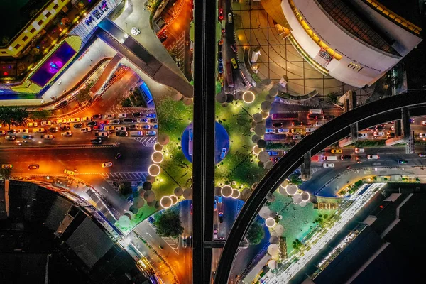 MBK Skywalk vista de cima em Bangkok Tailândia — Fotografia de Stock