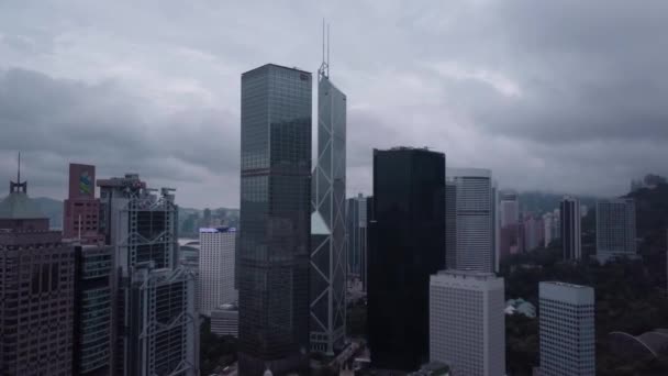 Hong Kong vista aérea del centro de la ciudad en Hong Kong — Vídeos de Stock