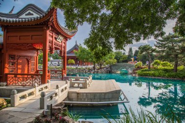 Kanada'da Montreal Botanik Bahçeleri manzarası