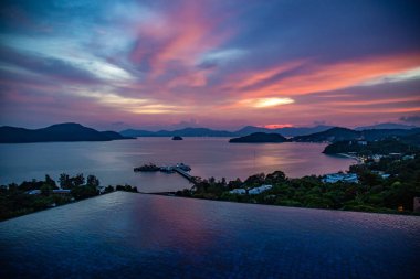 Tayland baba nest beach club Phuket gün batımı manzarası,