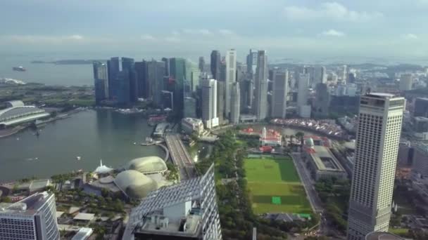 Singaporean Business District widok z lotu ptaka w Singapurze — Wideo stockowe