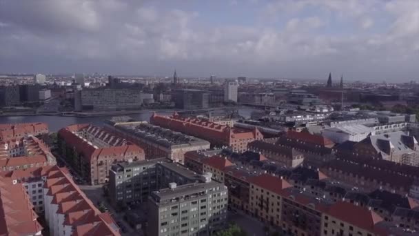 Ruas de Copenhaga e vista aérea de residência na Dinamarca — Vídeo de Stock