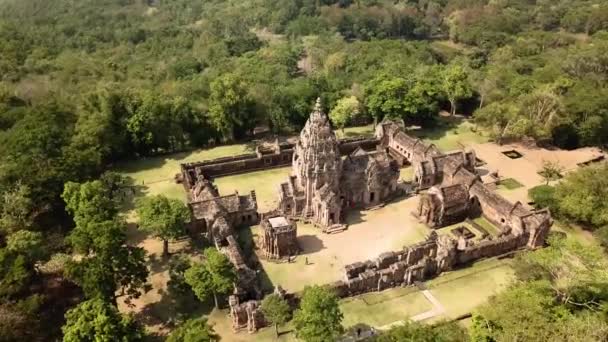 Parque Histórico de Phanom Rung vista aérea em Buriram, Tailândia — Vídeo de Stock