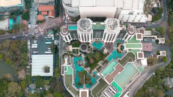 Sião e Rachathewi distritos vista aérea, bar no último piso, em Banguecoque, Tailândia — Vídeo de Stock