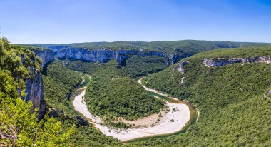 Ardeche kayak from above in southeast France clipart