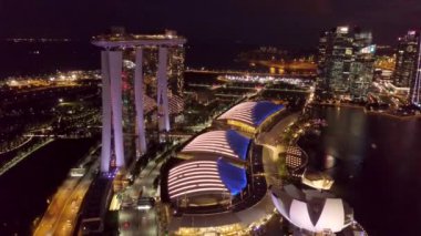 Marina Körfezi ve Bahçesi, Singapur Körfezi hava manzaralı.
