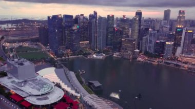 Marina Körfezi ve Bahçesi, Singapur Körfezi hava manzaralı.