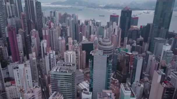 Hongkong widok z lotu ptaka do centrum miasta w HK — Wideo stockowe