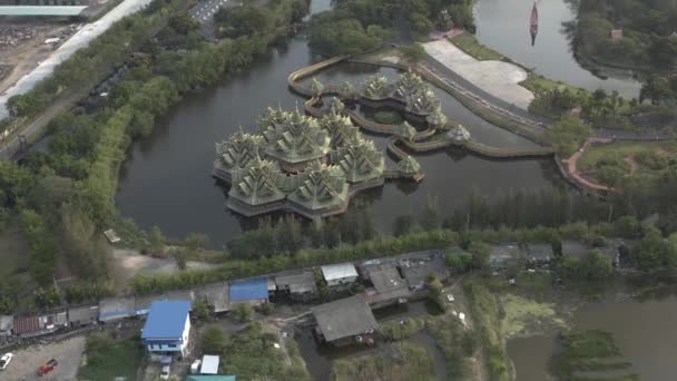 Ancient City, Muang Boran, material aéreo, en Bangkok, Tailandia — Vídeos de Stock