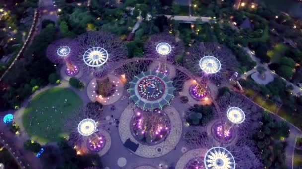 Marina Bay dan Garden dengan pemandangan teluk udara di Singapura — Stok Video