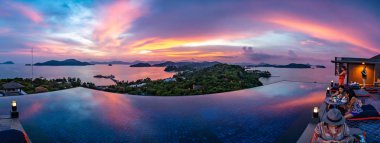Tayland baba nest beach club Phuket gün batımı manzarası,