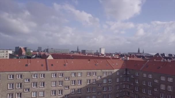 Ruas de Copenhaga e vista aérea de residência na Dinamarca — Vídeo de Stock