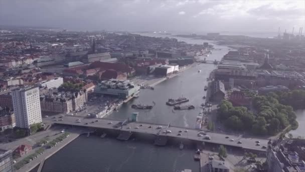 Copenhague calles y residencia vista aérea en Dinamarca — Vídeos de Stock