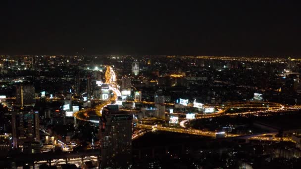Siam y Rachathewi distritos vistas aéreas, bar en la azotea, en Bangkok, Tailandia — Vídeos de Stock