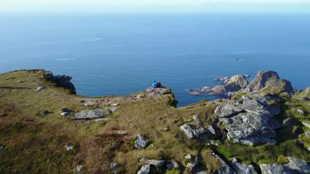 Lofoten islands and beach aerial view in Norway — Stock Video