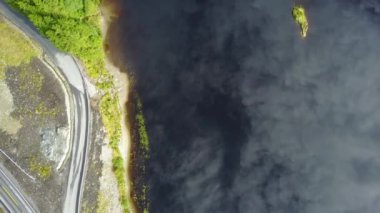 Norveç 'te Geiranger fiyort ve Lovatnet Gölü hava manzarası