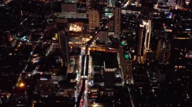 Siyam ve Rachathewi bölgeleri hava manzarası, çatı barı, Bangkok, Tayland