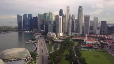 Singapur 'da Singapur iş bölgesi hava manzarası