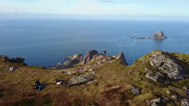 Isole Lofoten e vista aerea sulla spiaggia in Norvegia — Video Stock