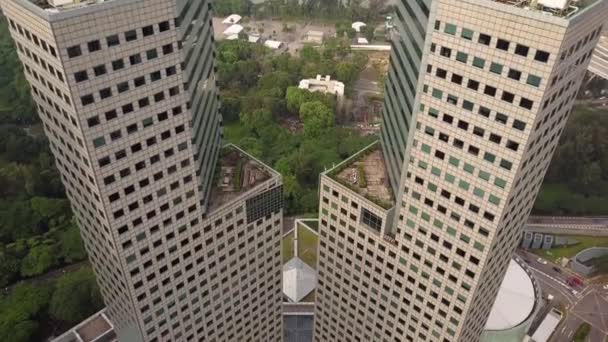 Quartier des affaires singapourien vue aérienne à Singapour — Video