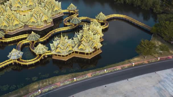 Ancient City, Muang Boran, material aéreo, en Bangkok, Tailandia — Vídeos de Stock