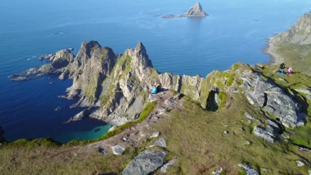 Îles Lofoten et plage vue aérienne en Norvège — Video