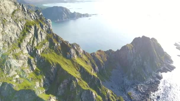 Islas Lofoten y vista aérea de la playa en Noruega — Vídeos de Stock