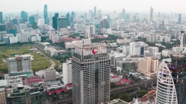 Siyam ve Rachathewi bölgeleri hava manzarası, çatı barı, Bangkok, Tayland