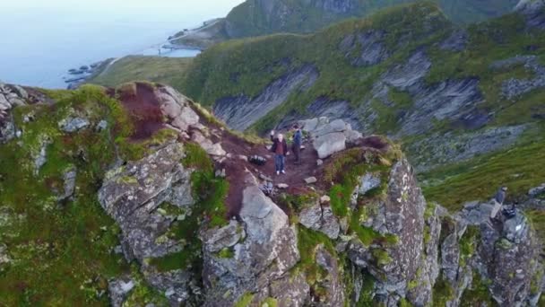 Lofoten islands and beach aerial view in Norway — Stock Video