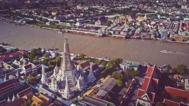Yukarıdan Tapınaklar, Grand Palace, Wat Pho, Wat Arun, Bangkok Tayland