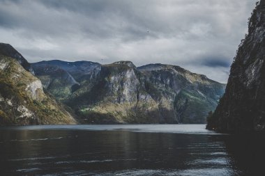 Norveç'te Bergen yakınlarındaki geziden Unesco Naeroyfjord manzarası
