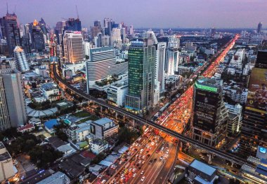 Tayland Bangkok yukarıdan Ploenchit görünümü