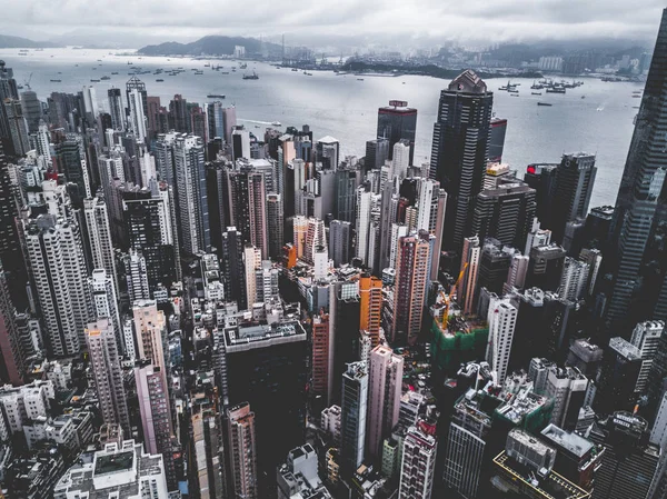 上から見た香港の街、空中の街の景色 — ストック写真