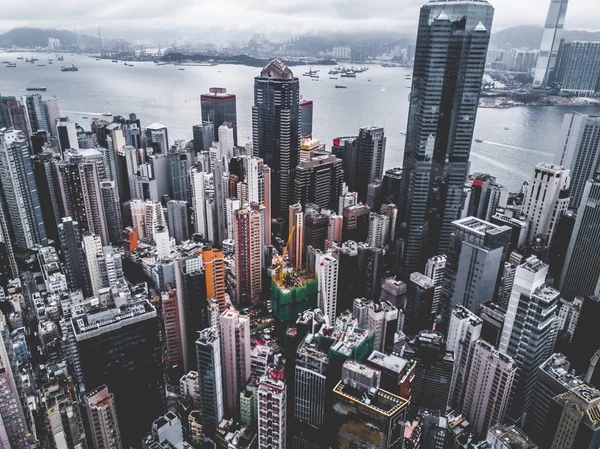 上から見た香港の街、空中の街の景色 — ストック写真