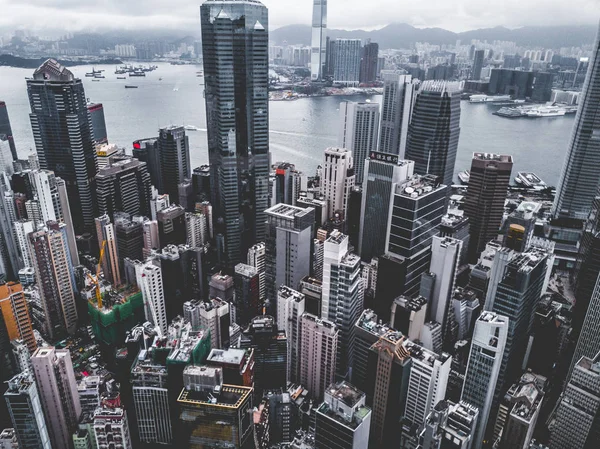 上から見た香港の街、空中の街の景色 — ストック写真