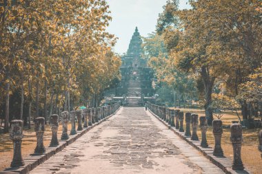 Phanom Rung tarihi Park havadan Görünümü Buriram, Tayland