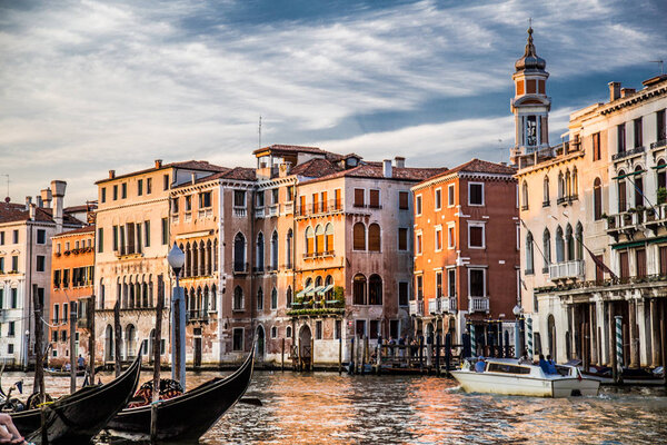 Views of streets and canals in Venice Italy