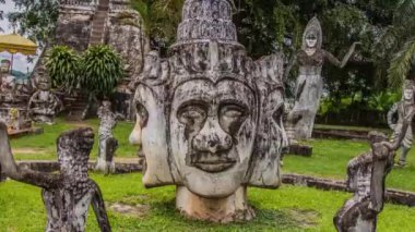 Laos'taki Vientane tapınakları ve sokak zaman atlamalı